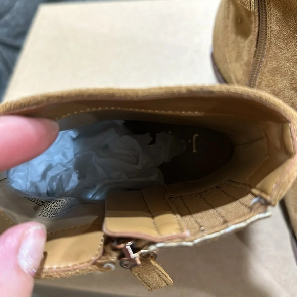 J.CrewFactory Women Western Tan Suede Ankle Zip Boots - Picture 7 of 9